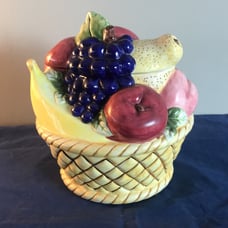 Rare Find Vintage Large Basket of Fruit Cookie Jar