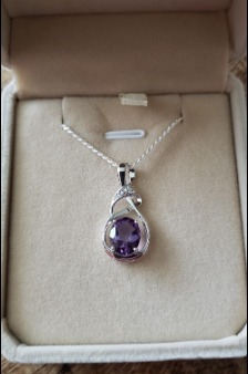 Amethyst Natural Gemstone Silver Necklace