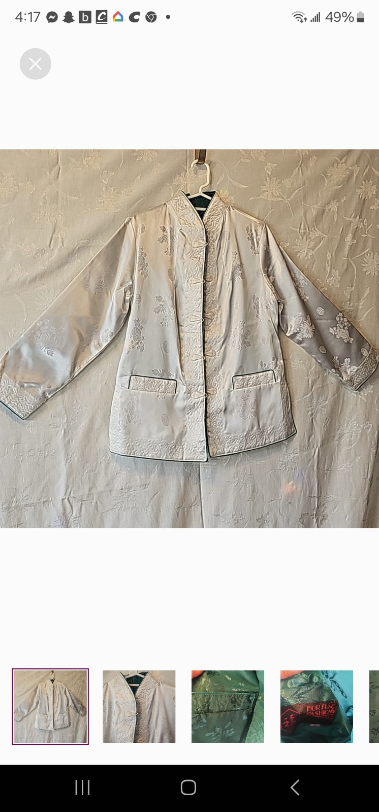 Jacket fortune Fashion, size small, reversible, emerald and white in color