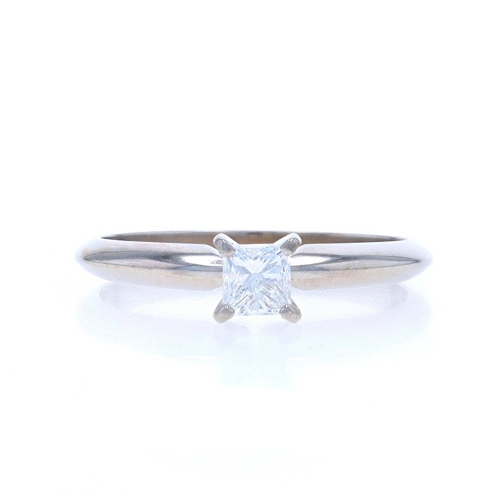 White Gold Diamond Solitaire Engagement Ring 14k Princess .25ct KnifeEdge LX2135