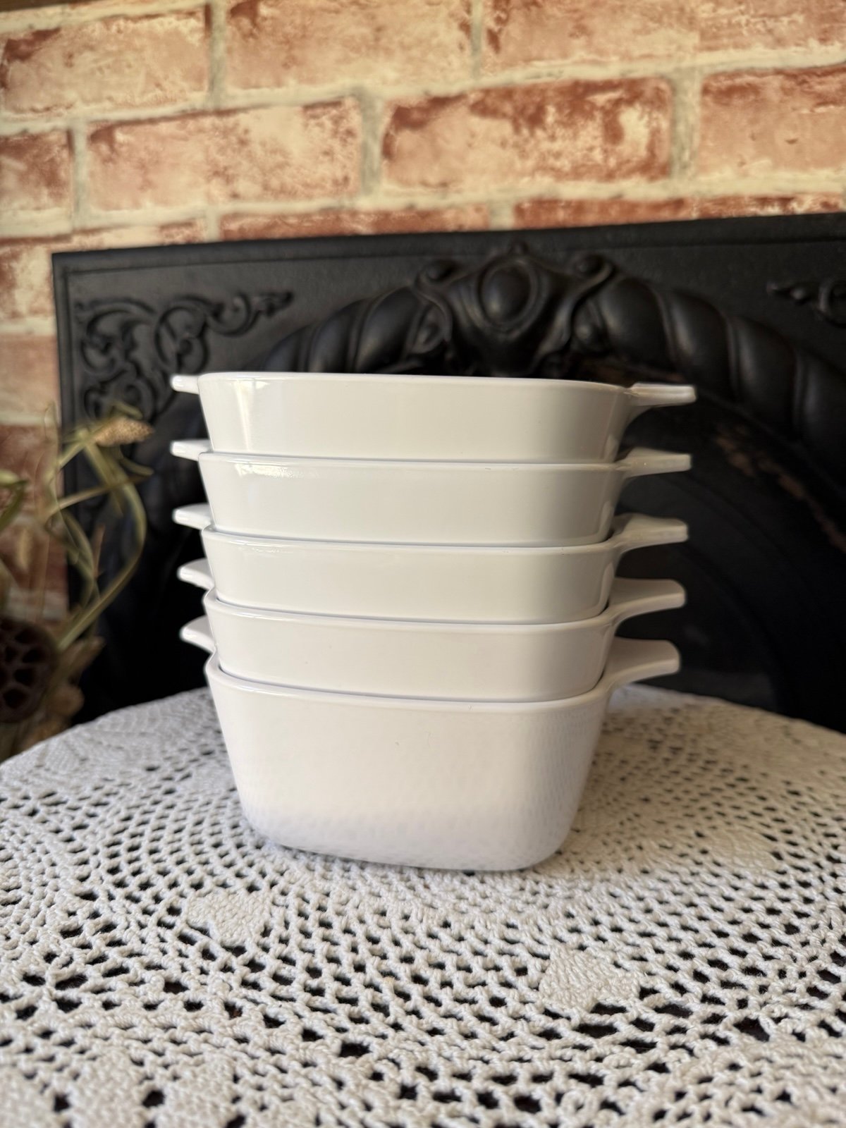 (5) Corning Ware Winter Frost Casserole Dish Petite 700 ML USA P-43-B