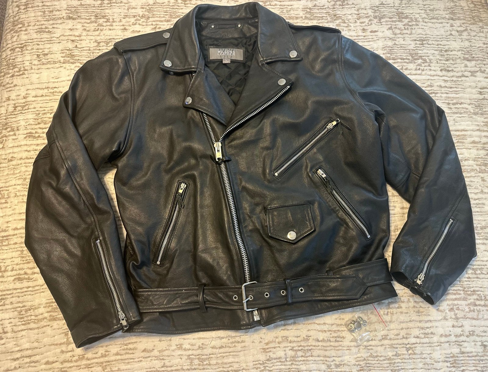 Leather Biker Jacket L