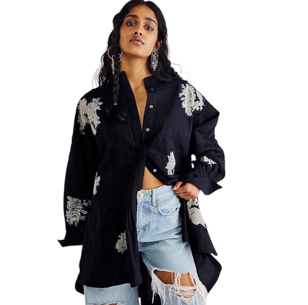 Free People BLACK COMBO Women's Mari Mini Dress, US Small GORGEOUS Lightweight