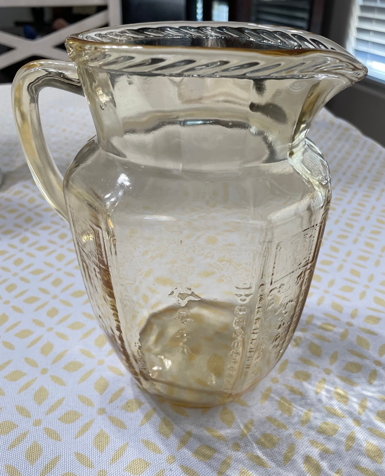 Federal Glass Co. Vintage Amber Madrid Depression era Beverage Pitcher