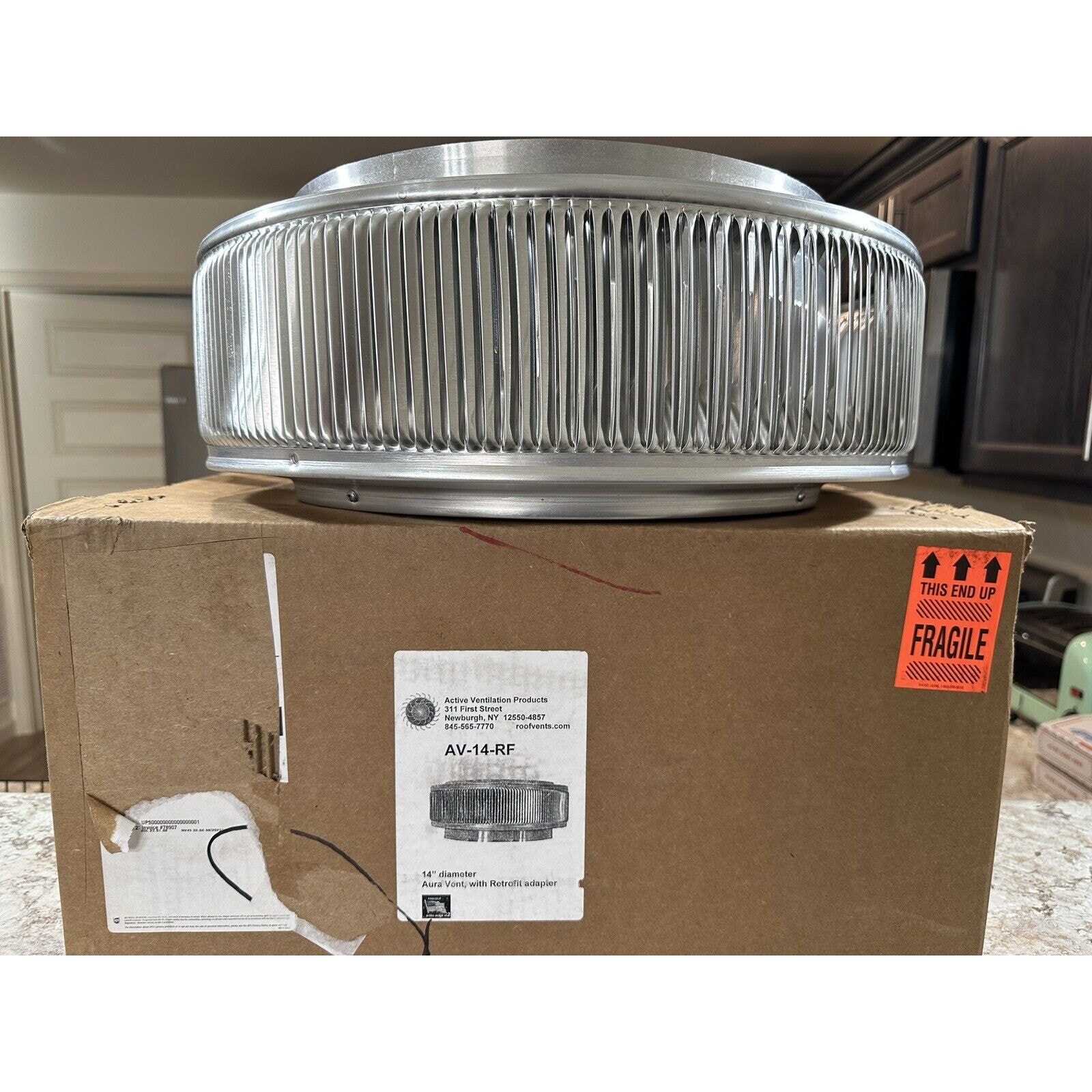 Active Ventilation Wind Turbine Exhaust Retrofit 14 Inch Mill Finish Aluminum
