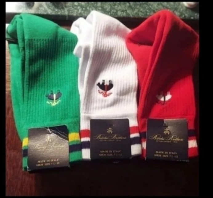 Brooks Brothers Tipped Logo Crew Socks Made in Italy - Set of 3! BNWT 75
