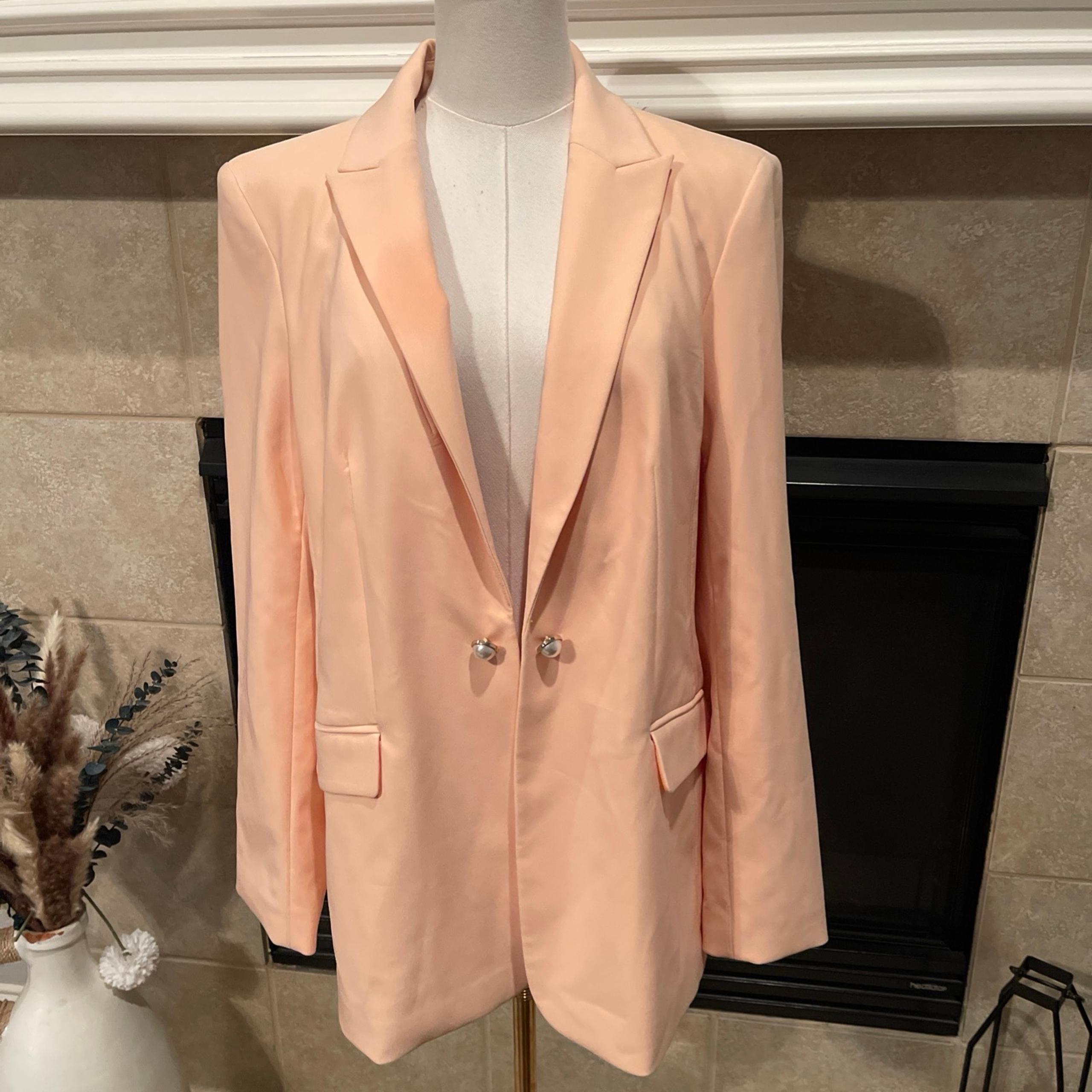 Calvin Klein, pink blazer, 2 pearl buttons, size medium