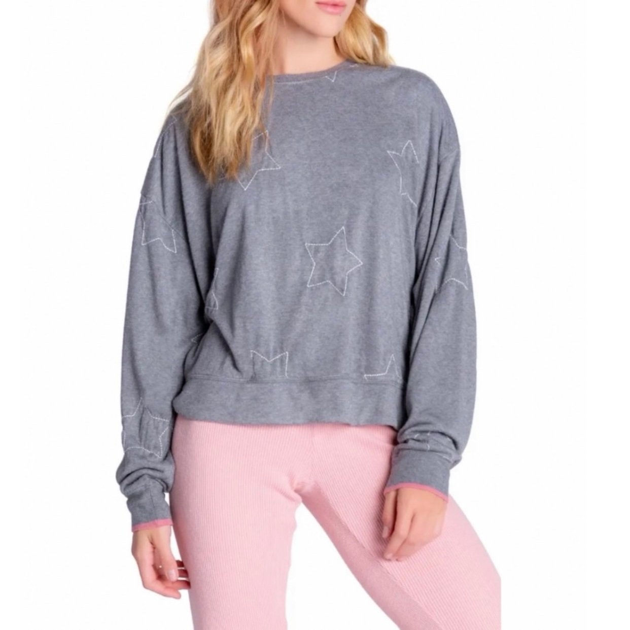 NWT PJ Salvage Charcoal Starstruck Terry Sweatshirt Size Medium