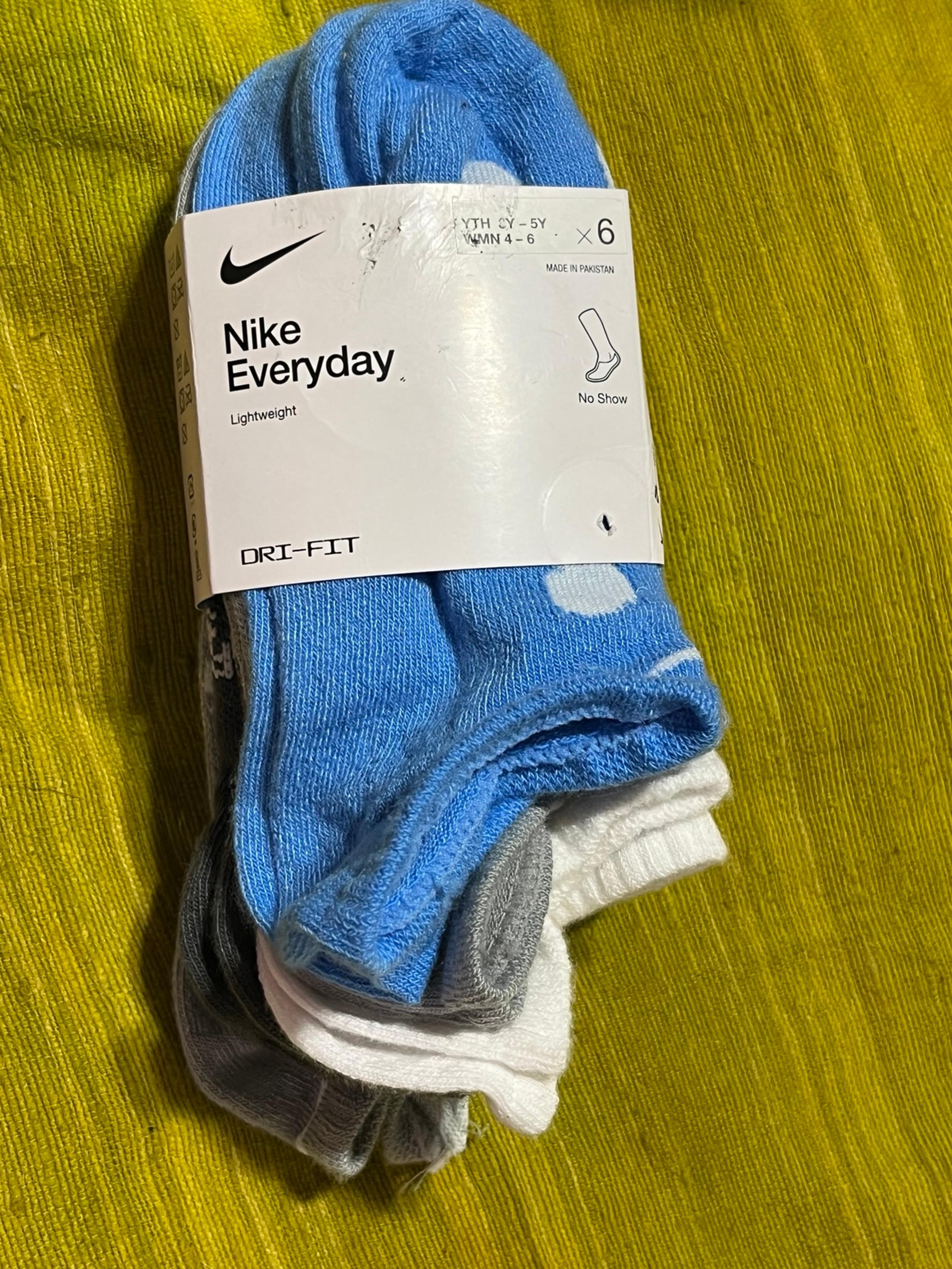 Nike No Show Socks 6 Pairs - White, Blue & Gray Sz Women’s 4-6 NEW NWT