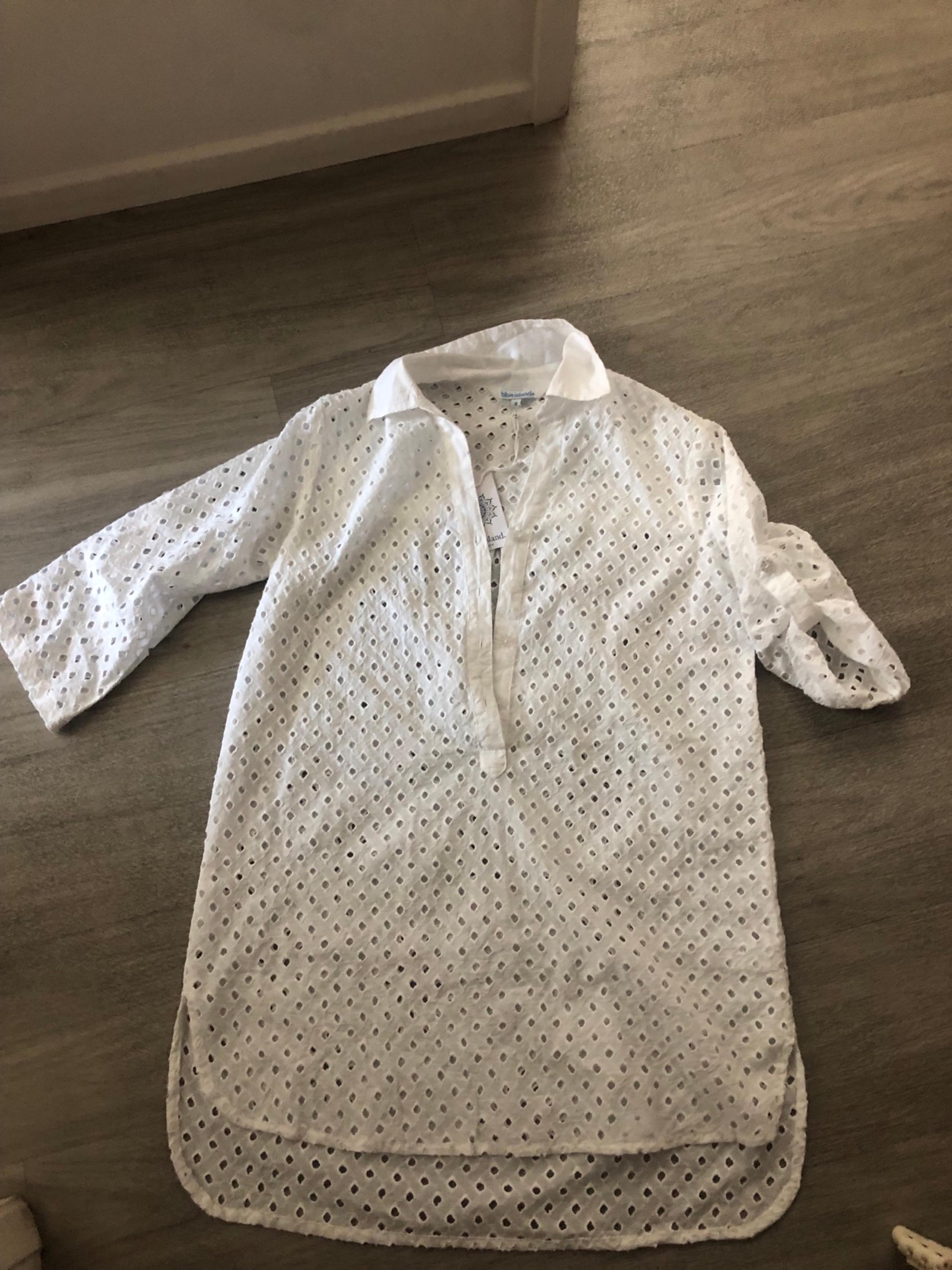 NWT Blue island White Eyelet dress Shirt/ cover up S