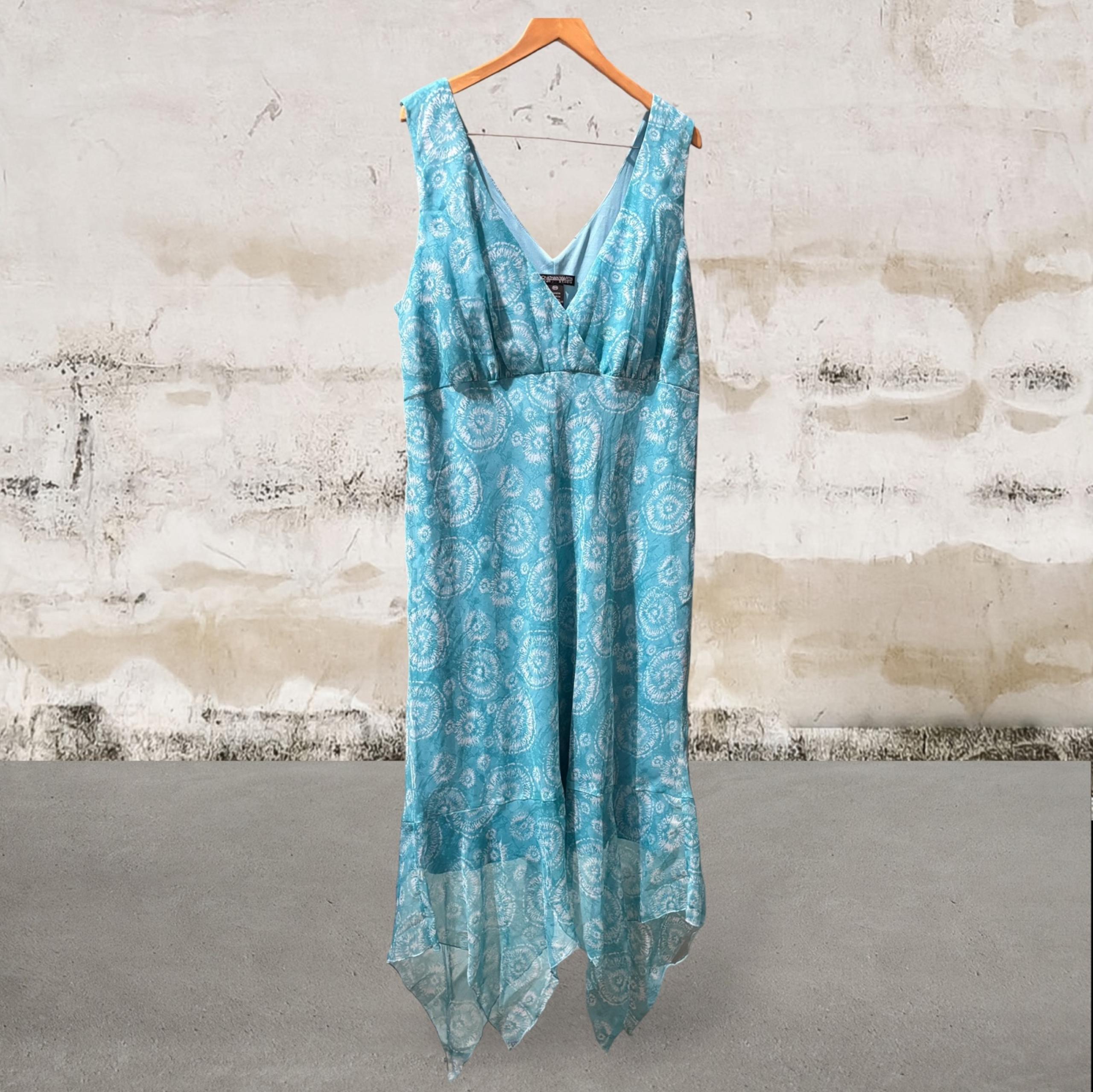 Jonathan Martin Women Studio Blue and White Sleeveless Dress Size 22W.