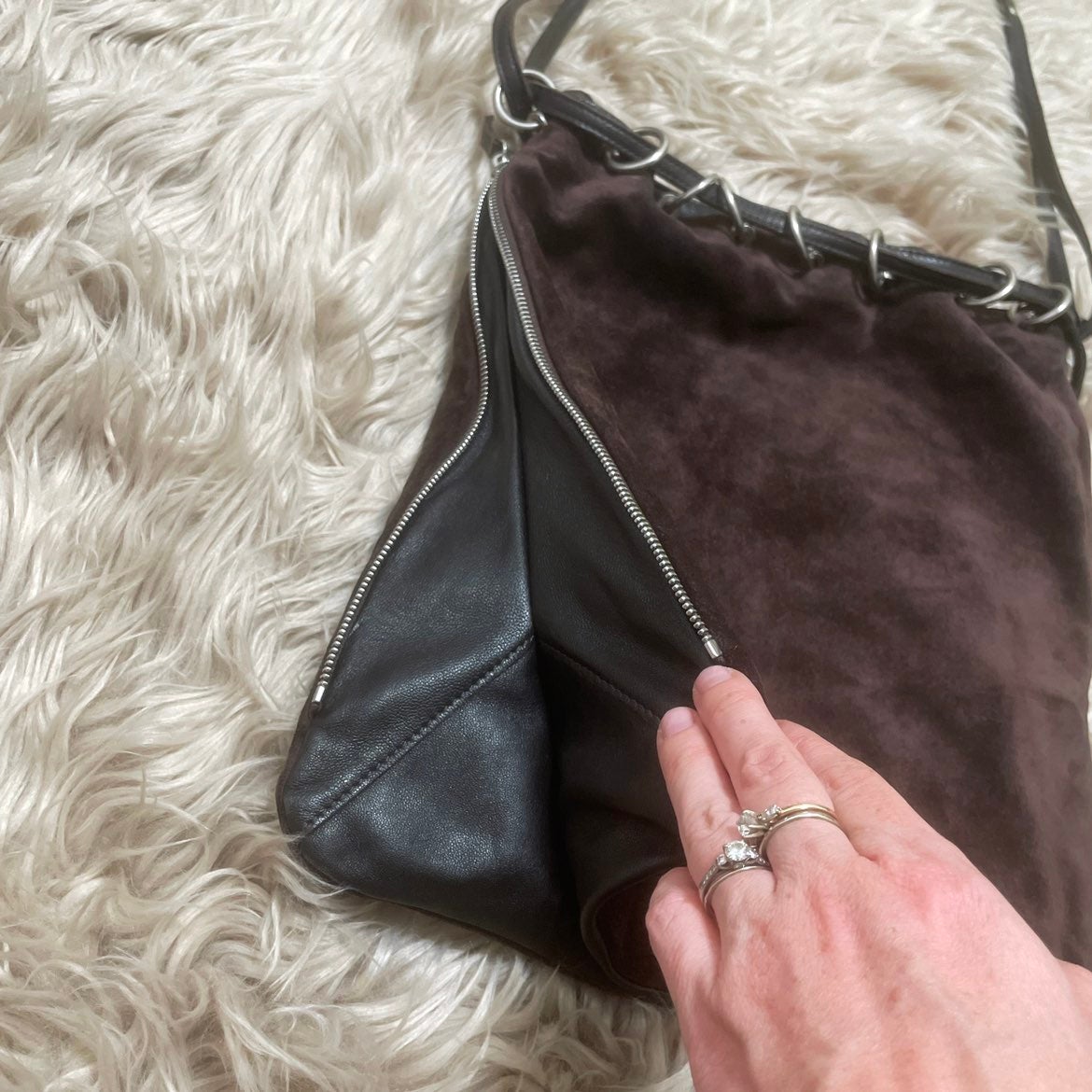 Vintage michael kors purse outlet y2k lambskin and suede expandable