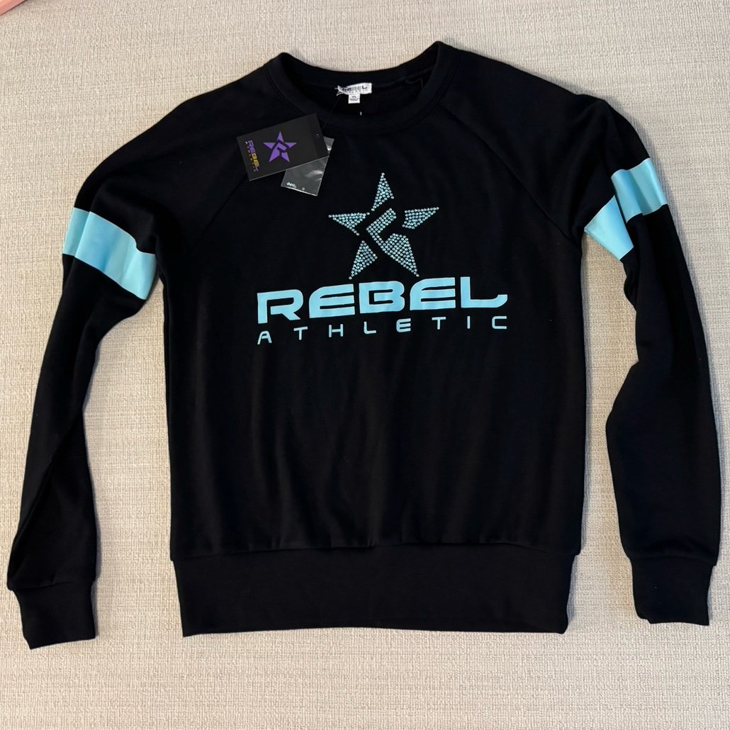 Rebel Athletic Youth Large Sweatshirt black rhinestones blue