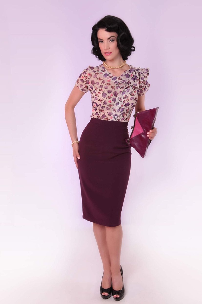 Tatyana Pencil Skirt in Purple