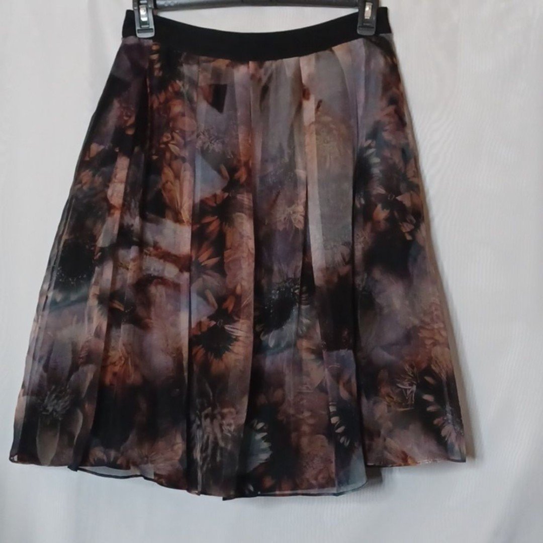 TED BAKER LONDON Langley Silk Pleated Floral Skirt. Size 4