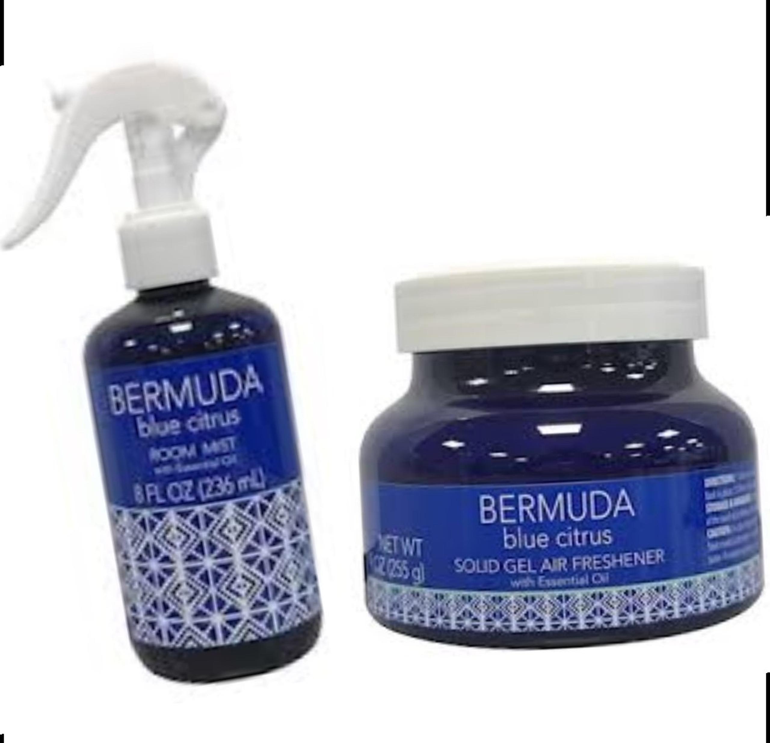 2 Pc BERMUDA Blue Citrus Room Mist & Gel Air-Freshener 9 Oz,  With Essential Oil
