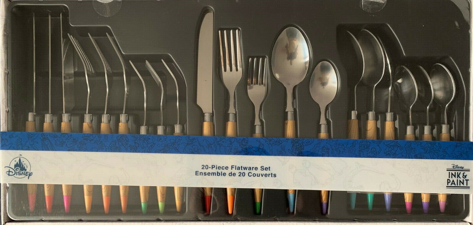 New In Box Disney Ink And Paint 20 Piece Flatware Set Paint Brush Tip