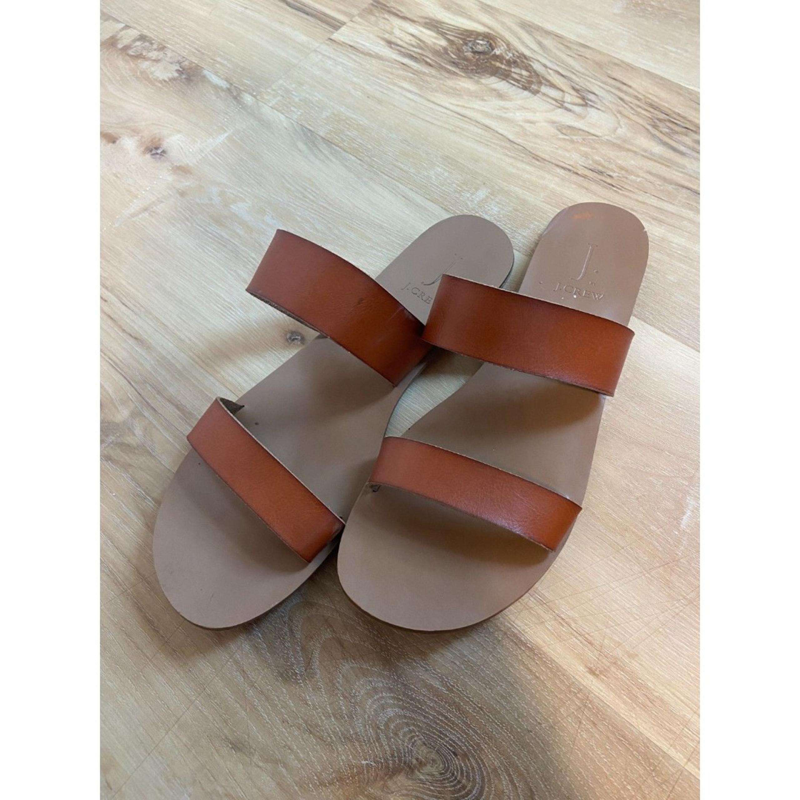 J. Crew boardwalk brown vegan leather sandal SIZE 10