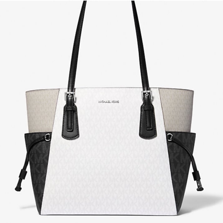 Michael Kors Voyager Large Color-Block Signature Logo Tote Bag
Optic White Multi
