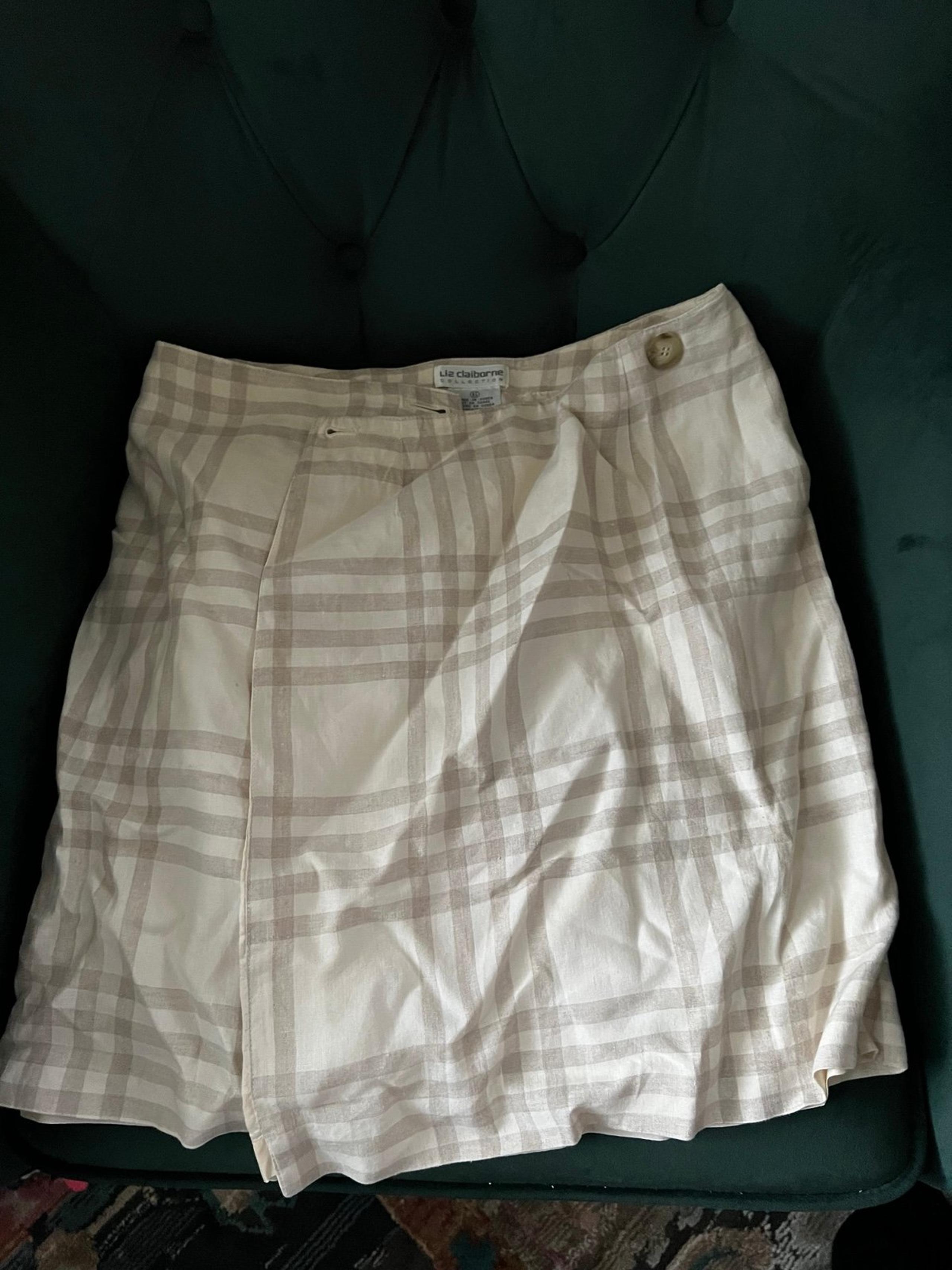 liz clairborne wrap plaid mini skirt