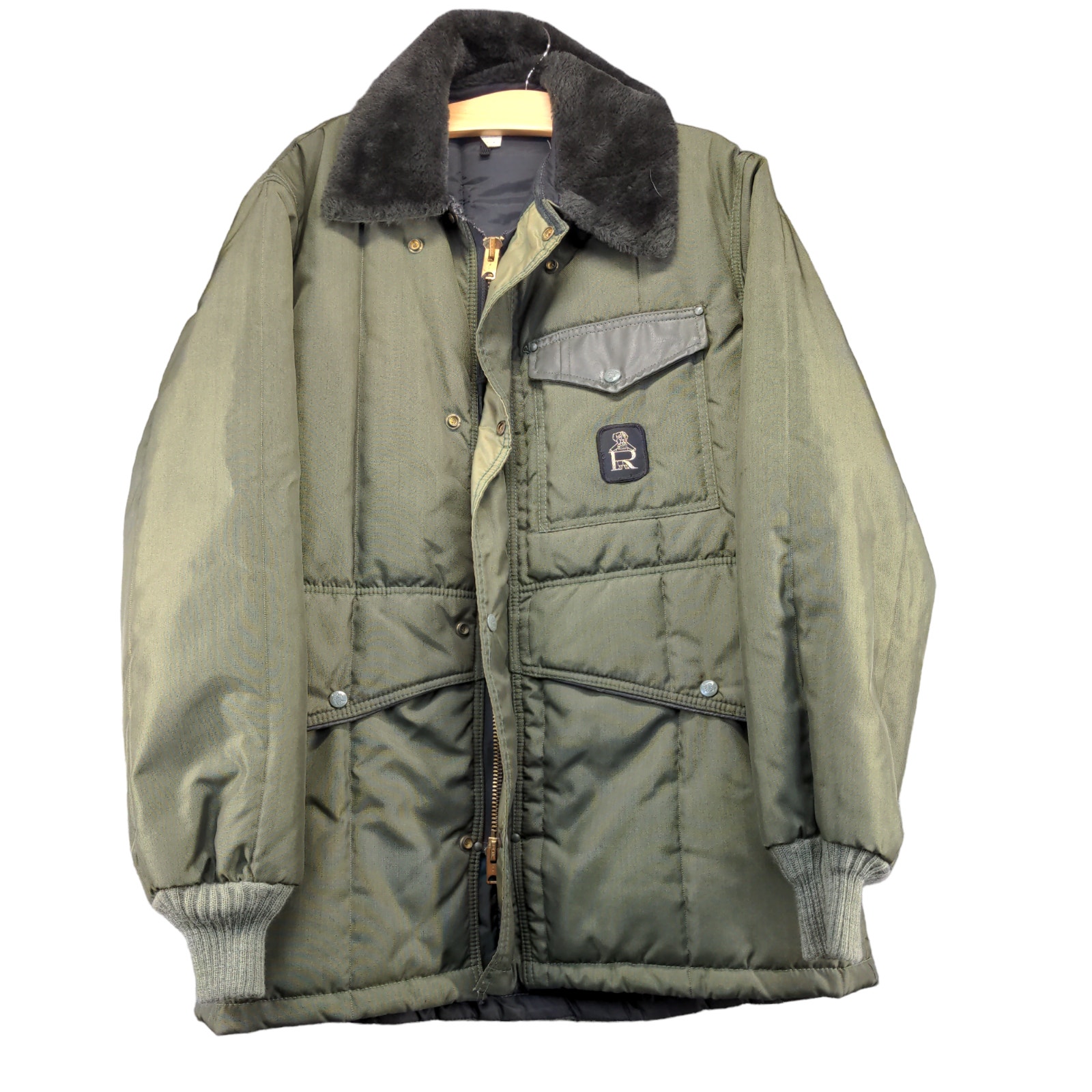 RefrigiWear Men's Parka Jacket Green Large Long Sleeve Lined Vegan Fur Polyester