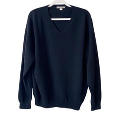 Kinross Cashmere 100% Cashmere V-neck Sweater Pullover Black Men’s XL