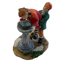 O’well Victorian Christmas Village boy girl drinking water fountain replacement