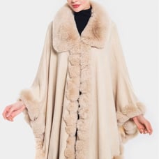 FAUX FUR TRIM PONCHO