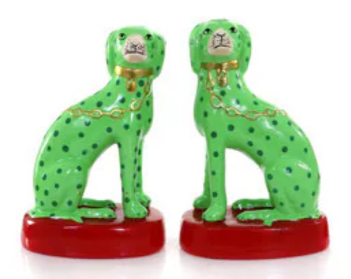 Cody Foster Staffordshire Reproduction Ceramic Dalmations Dogs -Set of two-5.5 H