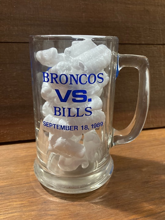 Denver Broncos vs. Bills September 18, 1989 Monday Night Football vintage glass