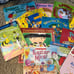 Kindergarten level ? Bunch of books in great used condition. Paperback/few hard