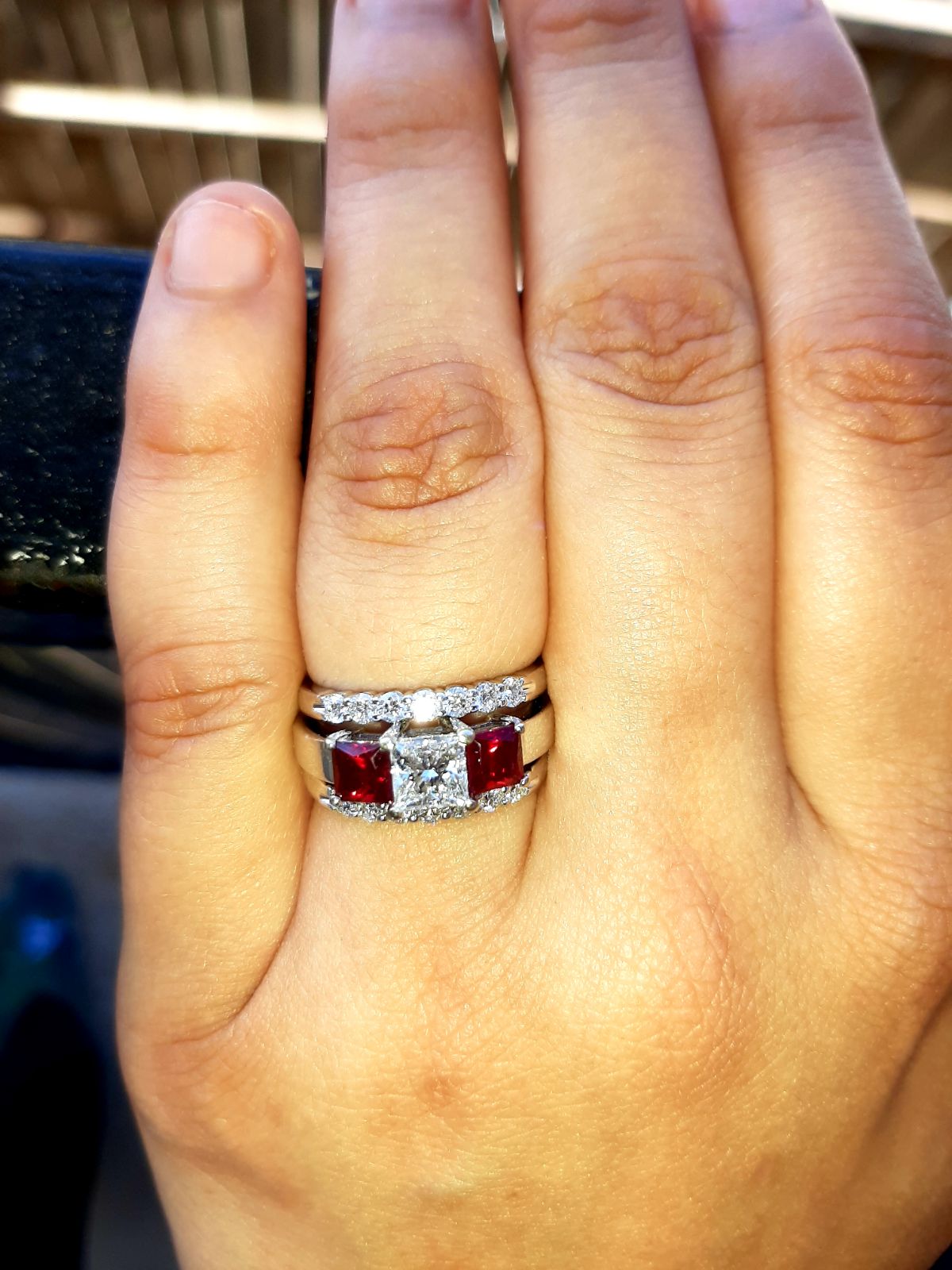 14 white gold Princes cut diamond ring