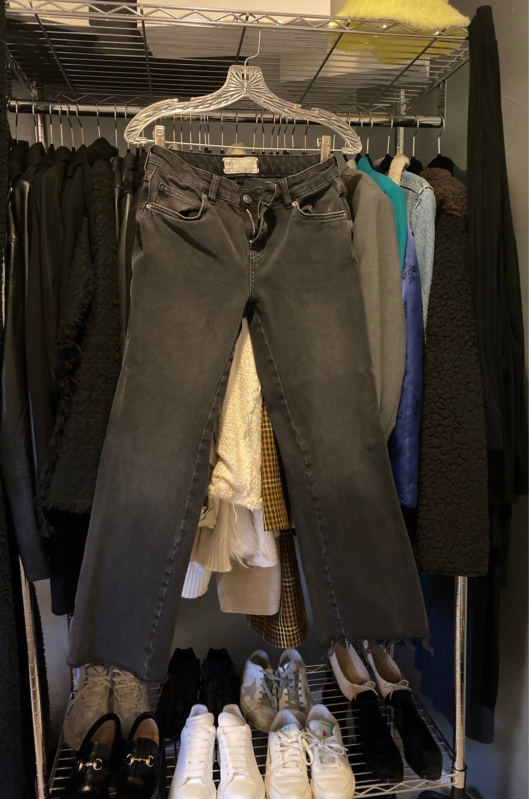 Free People Black Cropped Wide Leg Jean