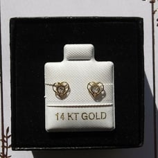 Genuine 14kt gold screw back stud Heart Earrings