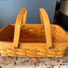 Longaberger vintage NWT Classic small gathering basket with 2 plas protectors