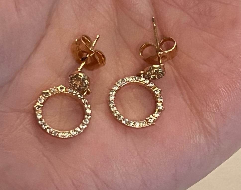 Gold Diamond Hoop Drop Earrings