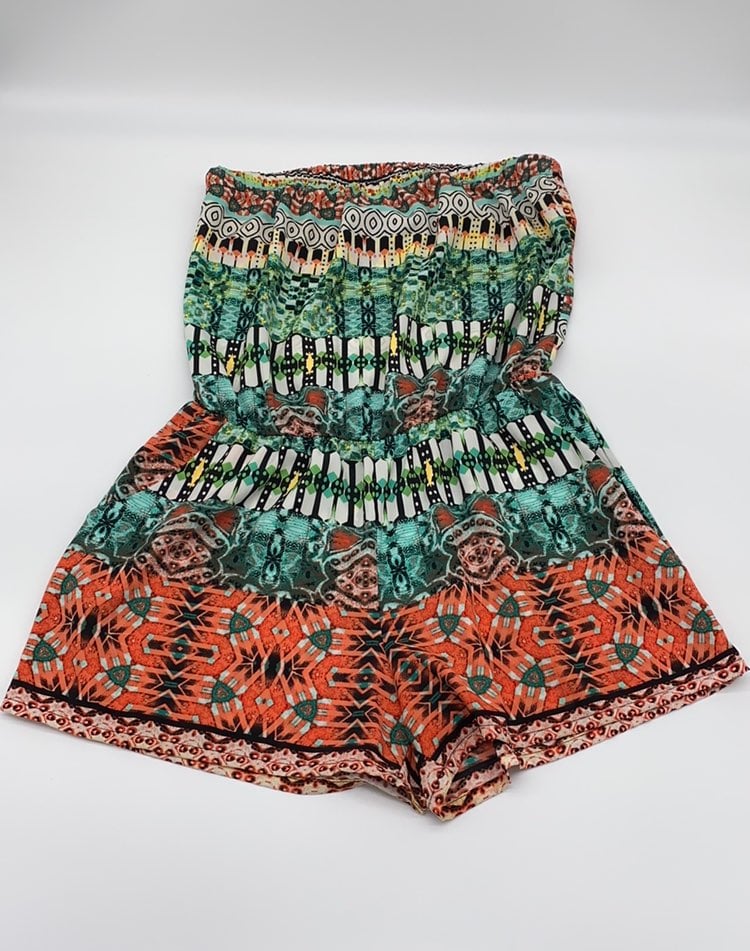 Tyche Aztec print Romper with pockets, L