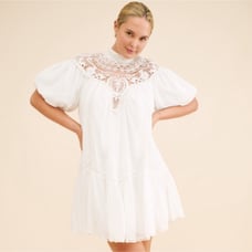 Anthropologie White High-Neck Lace Tunic Mini Dress. Size Small NWT org.188