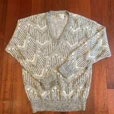 Vintage Clipper Mist V Neck Sweater Mens Medium Aztec Virgin Acrylic Skiing