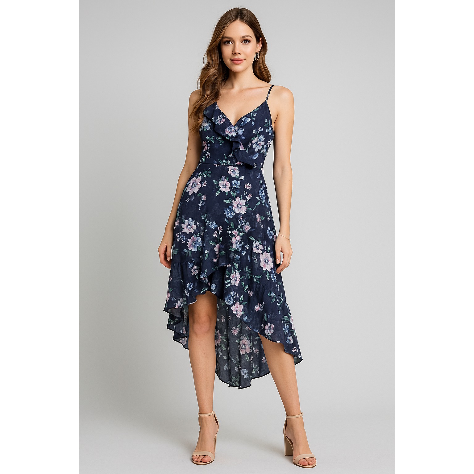 BCX Dress 1X Y2K Floral One Shoulder Coquette Cottagecore Fairycore Asymmetric