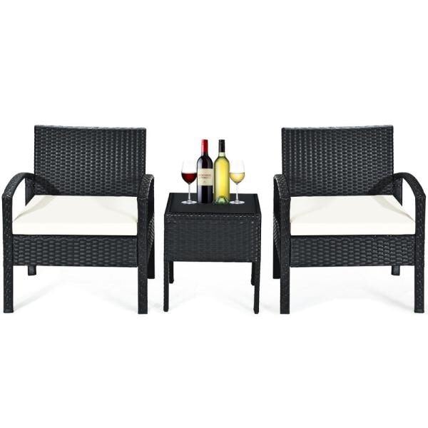 3-Piece Wicker Rattan Patio Conversation