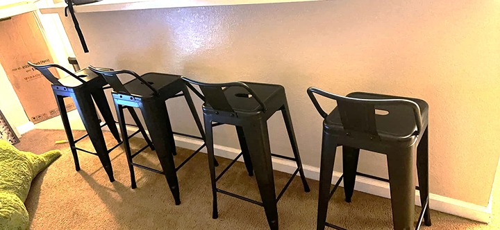 NEW Set of 4 Metal Bar Stools 26inch Counter Height Barstools with Low Back