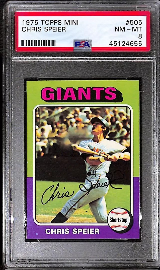 1975 Mini PSA 8 NM-Mint Original Chris Speier Topps SF Giants Baseball Card