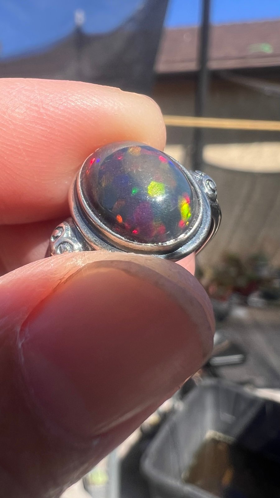 Ethiopian black opal ring