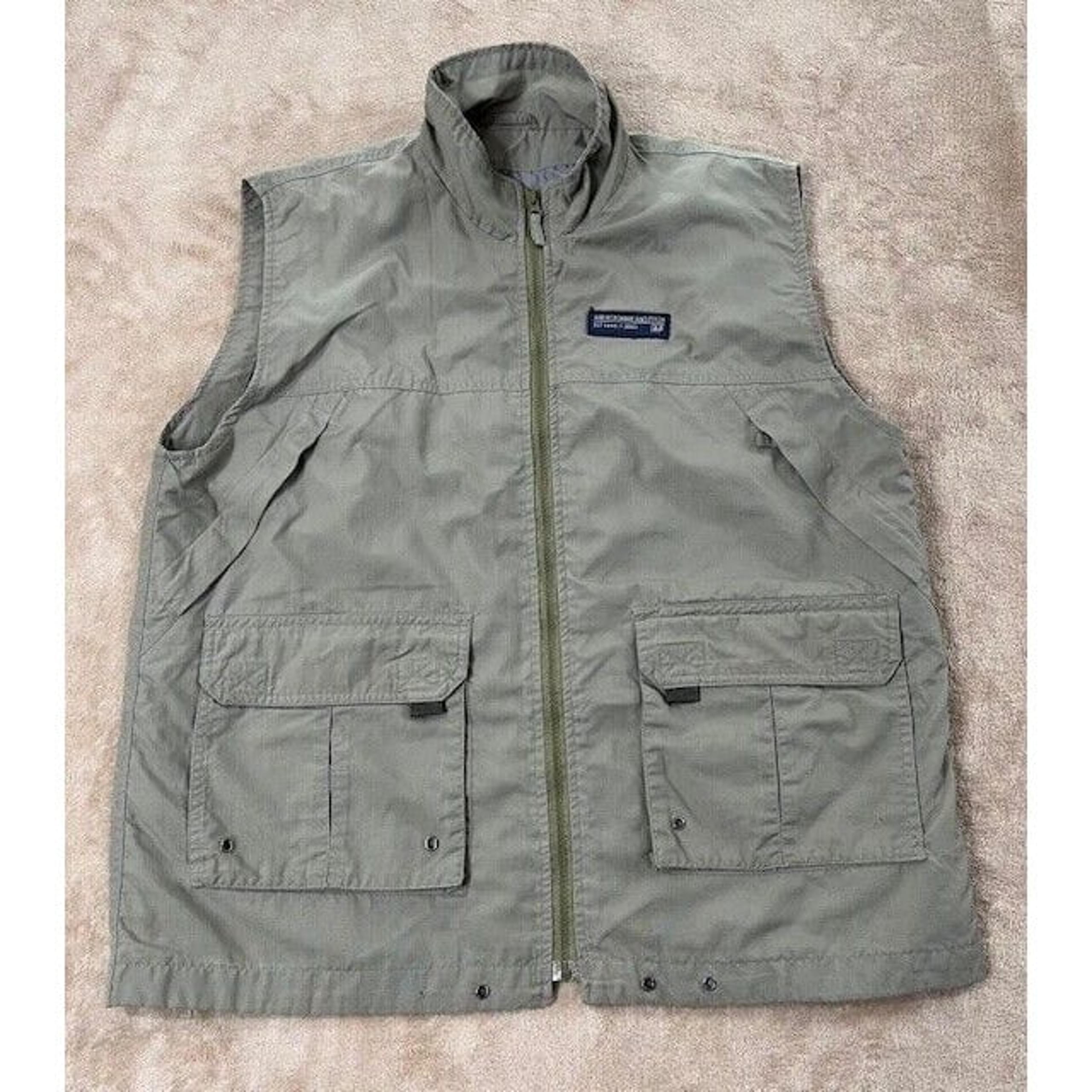 Vintage Y2K Abercrombie & Fitch Vest Mens Size 32 Cargo Utility Beige EUC