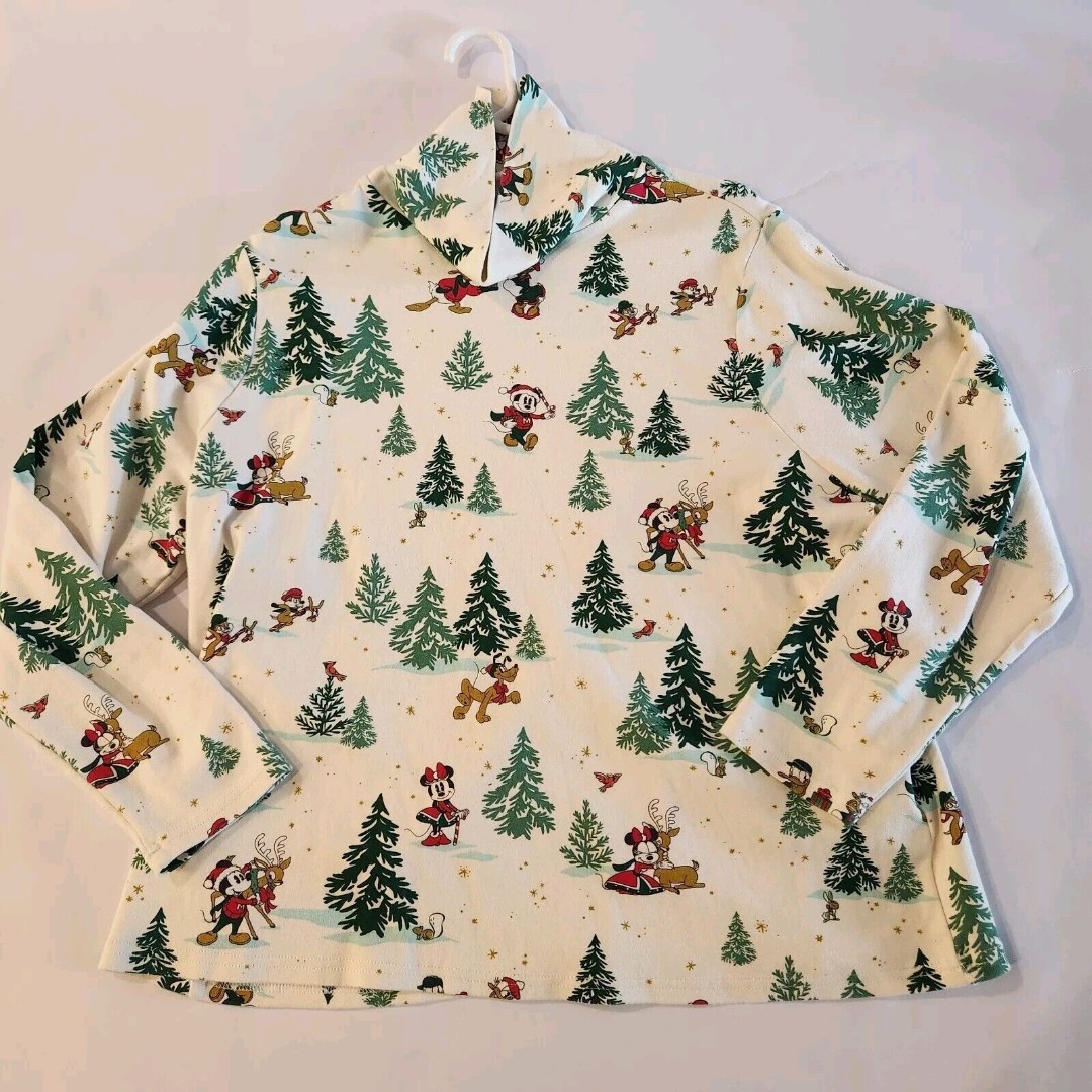 Disney Mickey Mouse & Friends Holiday Knit Turtleneck Shirt Top Rare Size 1X /XL