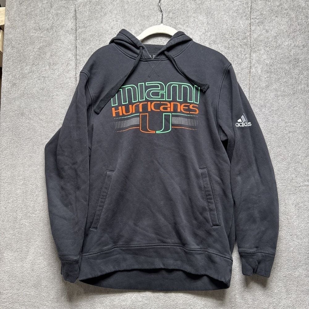 Miami Hurricanes Hoodie Adidas Mens Medium Sweatshirt Pullover Neon Glow Letters