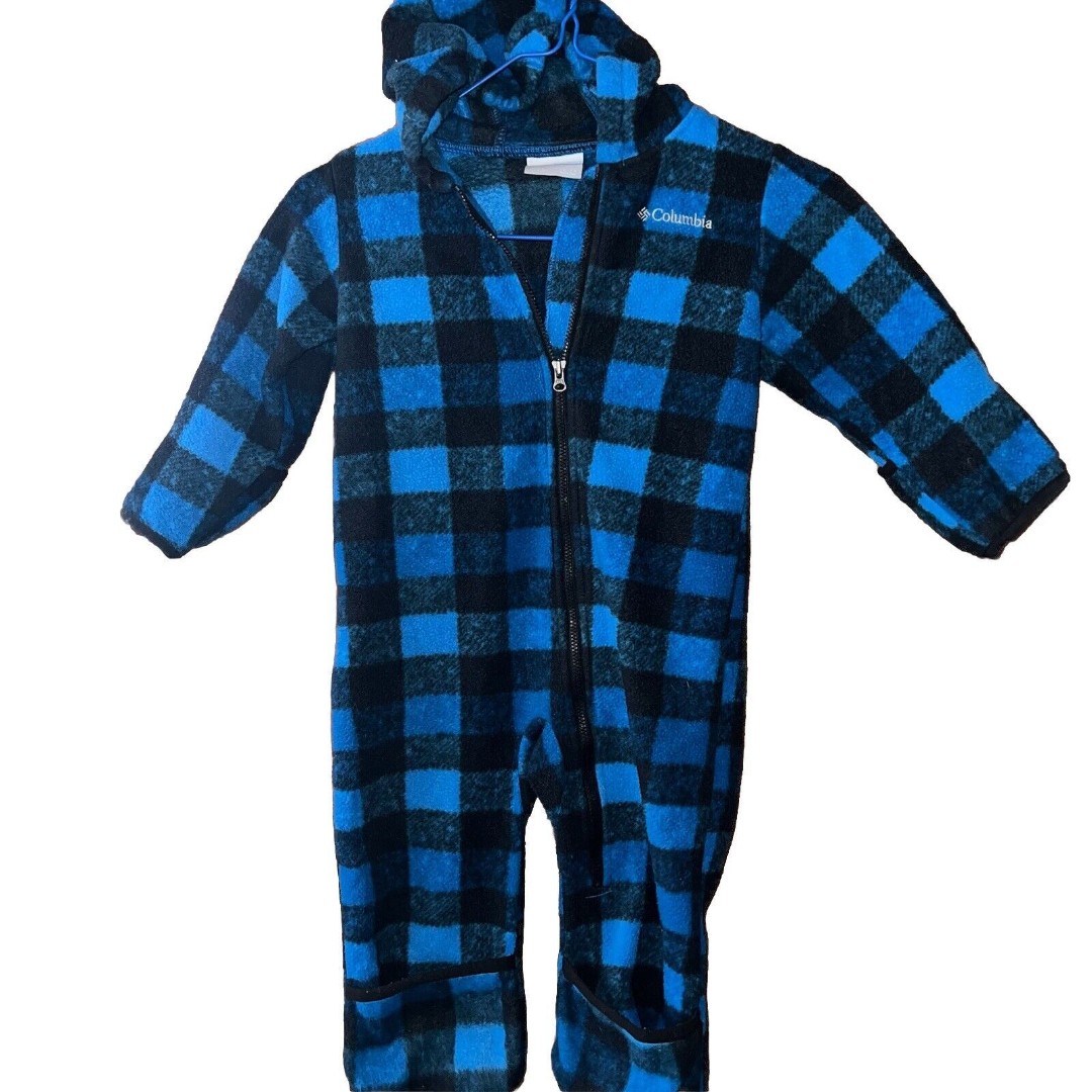 Columbia Snowtop II Infant Bunting 18-24M Outdoor Blue Checkered Thermal Hooded
