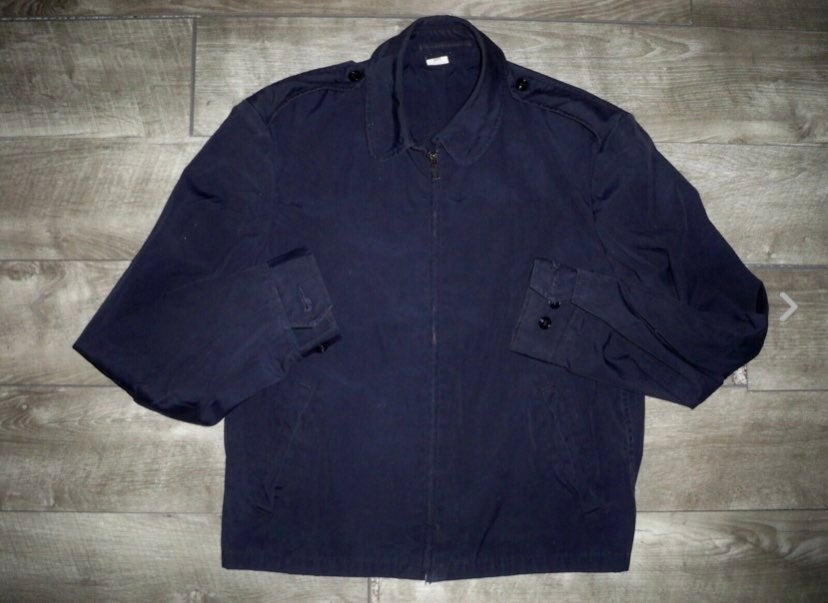 Vtg 80's US Navy Windbreaker Blue Shade Poplin Military Jacket Coat Men's M
