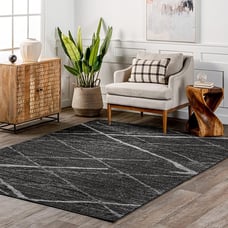 Thigpen Contemporary Area Rug, 5x8, Dark Grey